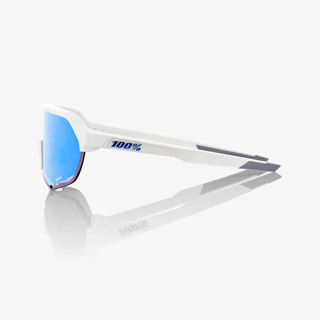 100% S2 - Matte White - HiPER Blue Multilayer Mirror Lens