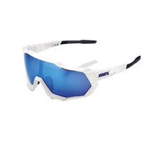 Load image into Gallery viewer, 100% SPEEDTRAP - Matte White - HiPER Blue Multilayer Mirror Lens