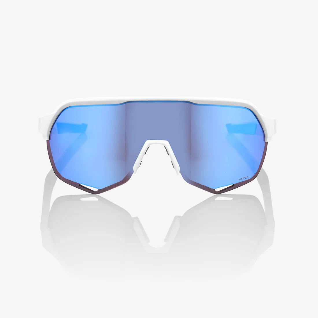 100% S2 - Matte White - HiPER Blue Multilayer Mirror Lens