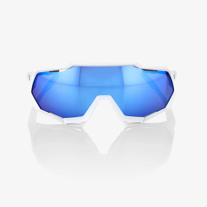 100% SPEEDTRAP - Matte White - HiPER Blue Multilayer Mirror Lens