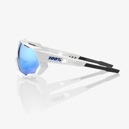 100% SPEEDTRAP - Matte White - HiPER Blue Multilayer Mirror Lens