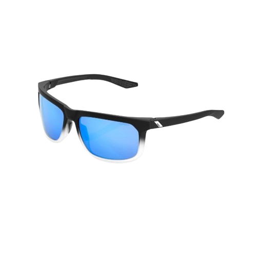 100% HAKAN - Soft Tact Black / White Fade - HiPER Blue Multilayer Mirror Lens