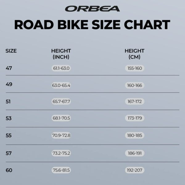 Orbea size chart
