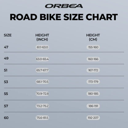 Orbea size chart