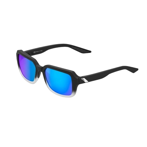 100% RIDELEY - Soft Tact Black / White Fade - Blue Multilayer Mirror Lens