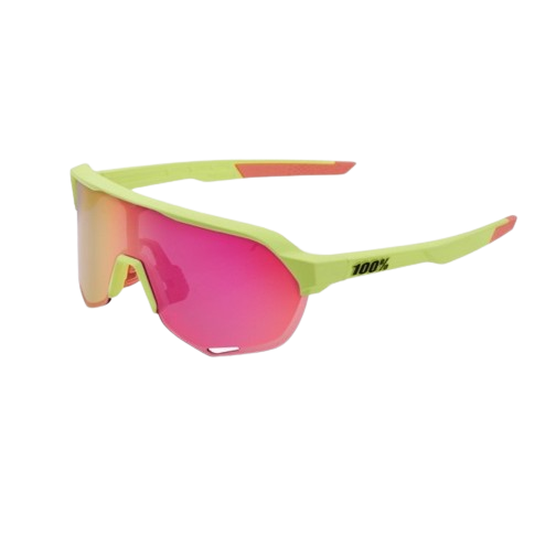 100% S2 - Matte Washed Out Neon Yellow - Purple Multilayer Mirror Lens