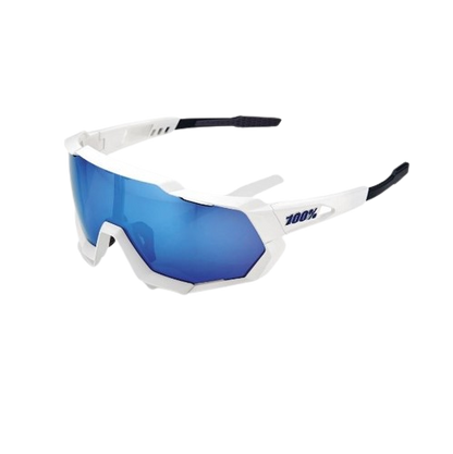 100% SPEEDTRAP - Matte White - HiPER Blue Multilayer Mirror Lens