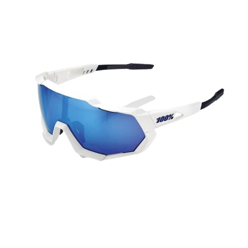 100% SPEEDTRAP - Matte White - HiPER Blue Multilayer Mirror Lens