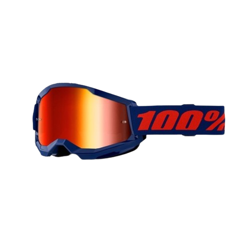 100% STRATA 2 Goggle Navy - Mirror Red Lens