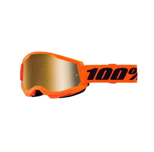 100% STRATA 2 Goggle Neon Orange - Mirror True Gold Lens