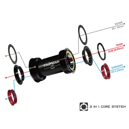 Tripeak T47-86MM ( Road ) 3-in-1 Core System G5 Bottom Bracket ( Red )