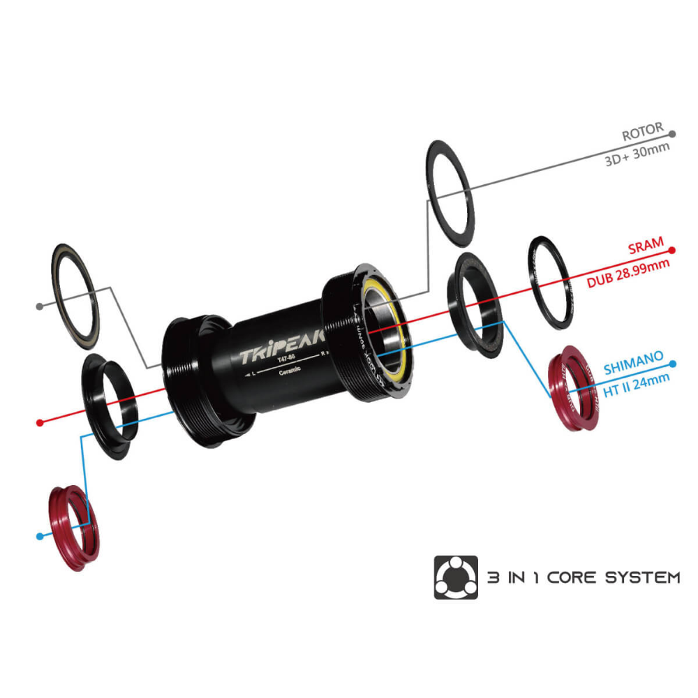 Tripeak BSA ( Road 68MM ) G5 Bottom Bracket - Red