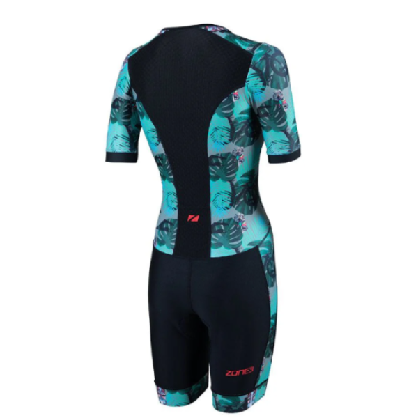 ZONE3 Momentum II Womens Short Sleeve Trisuit - Black/Green
