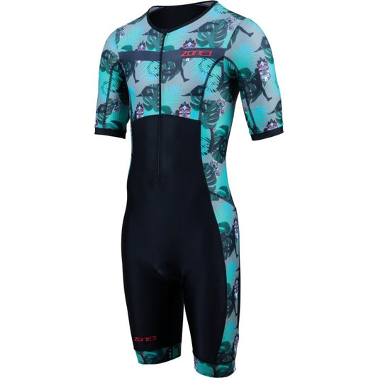 ZONE3 Momentum II Mens Short Sleeve Trisuit - Black/Green